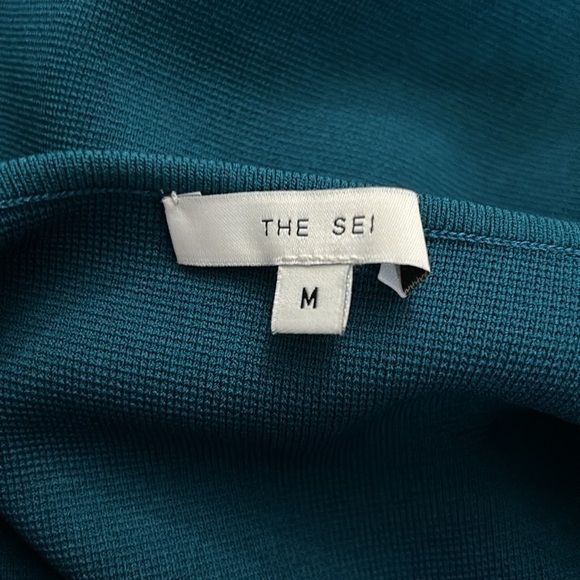THE SEI Double Strap Teal Midi Sheath Dress Size Medium - Picture 8 of 10